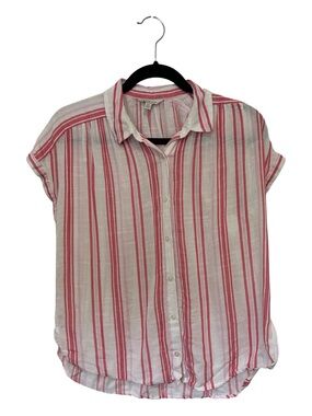 Lucky Brand Pink & White Striped Button Shirt